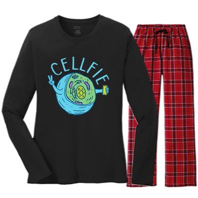 Cellfie Funny Biologist Biology Student Cell Science Women's Long Sleeve Flannel Pajama Set 