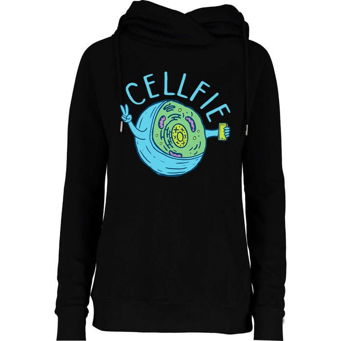 Cellfie Funny Biologist Biology Student Cell Science Womens Funnel Neck Pullover Hood