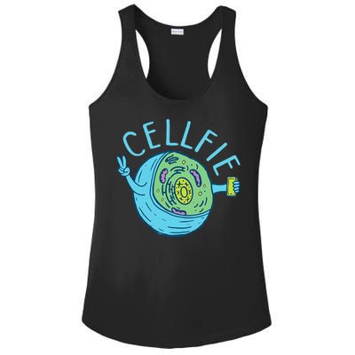 Cellfie Funny Biologist Biology Student Cell Science Ladies PosiCharge Competitor Racerback Tank