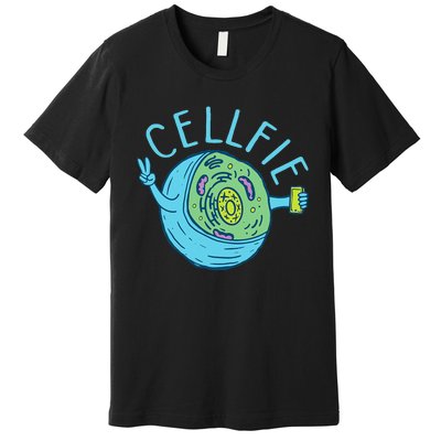 Cellfie Funny Biologist Biology Student Cell Science Premium T-Shirt