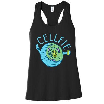 Cellfie Funny Biologist Biology Student Cell Science Women's Racerback Tank