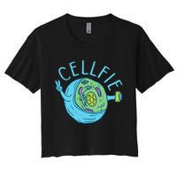 Cellfie Funny Biologist Biology Student Cell Science Women's Crop Top Tee