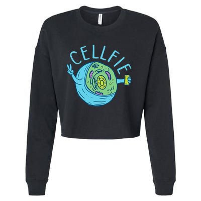 Cellfie Funny Biologist Biology Student Cell Science Cropped Pullover Crew