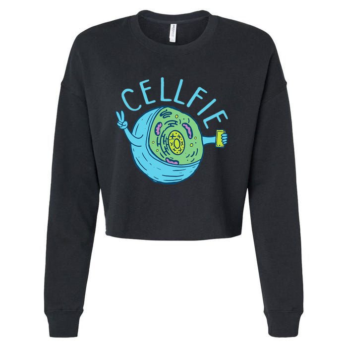 Cellfie Funny Biologist Biology Student Cell Science Cropped Pullover Crew