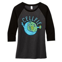 Cellfie Funny Biologist Biology Student Cell Science Women's Tri-Blend 3/4-Sleeve Raglan Shirt