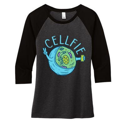 Cellfie Funny Biologist Biology Student Cell Science Women's Tri-Blend 3/4-Sleeve Raglan Shirt