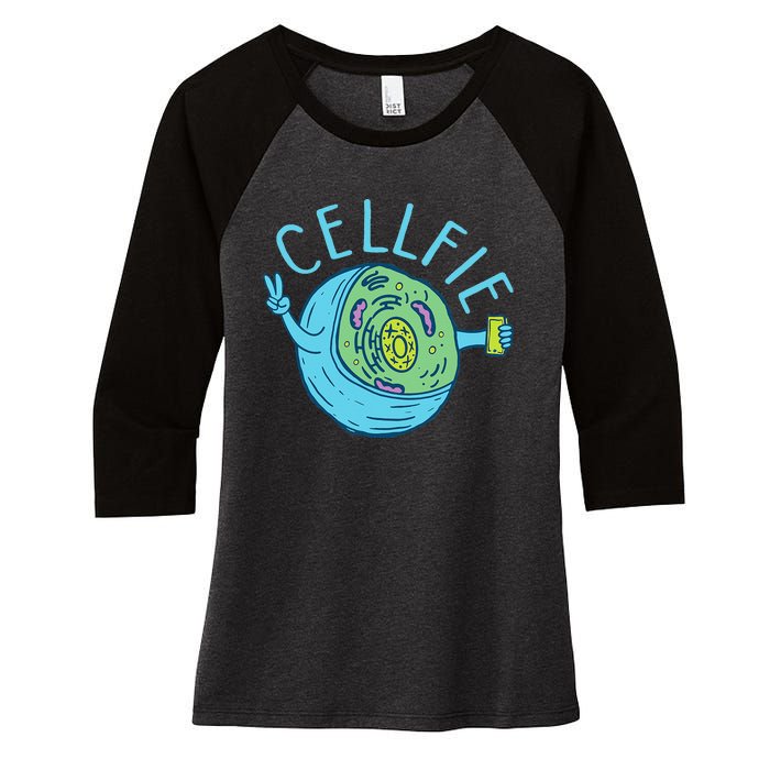 Cellfie Funny Biologist Biology Student Cell Science Women's Tri-Blend 3/4-Sleeve Raglan Shirt