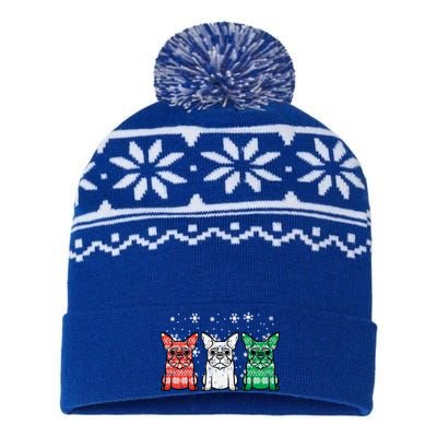 Christmas French Bulldogs Xmas Frenchie Dog Gift USA-Made Snowflake Beanie