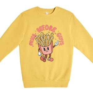 Cutes Fries Before Guys Valentines Foodie Lover Valentine Premium Crewneck Sweatshirt