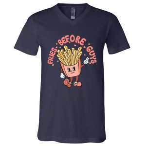 Cutes Fries Before Guys Valentines Foodie Lover Valentine V-Neck T-Shirt