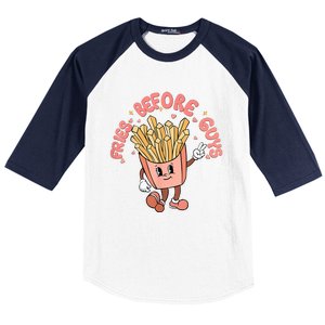 Cutes Fries Before Guys Valentines Foodie Lover Valentine Baseball Sleeve Shirt