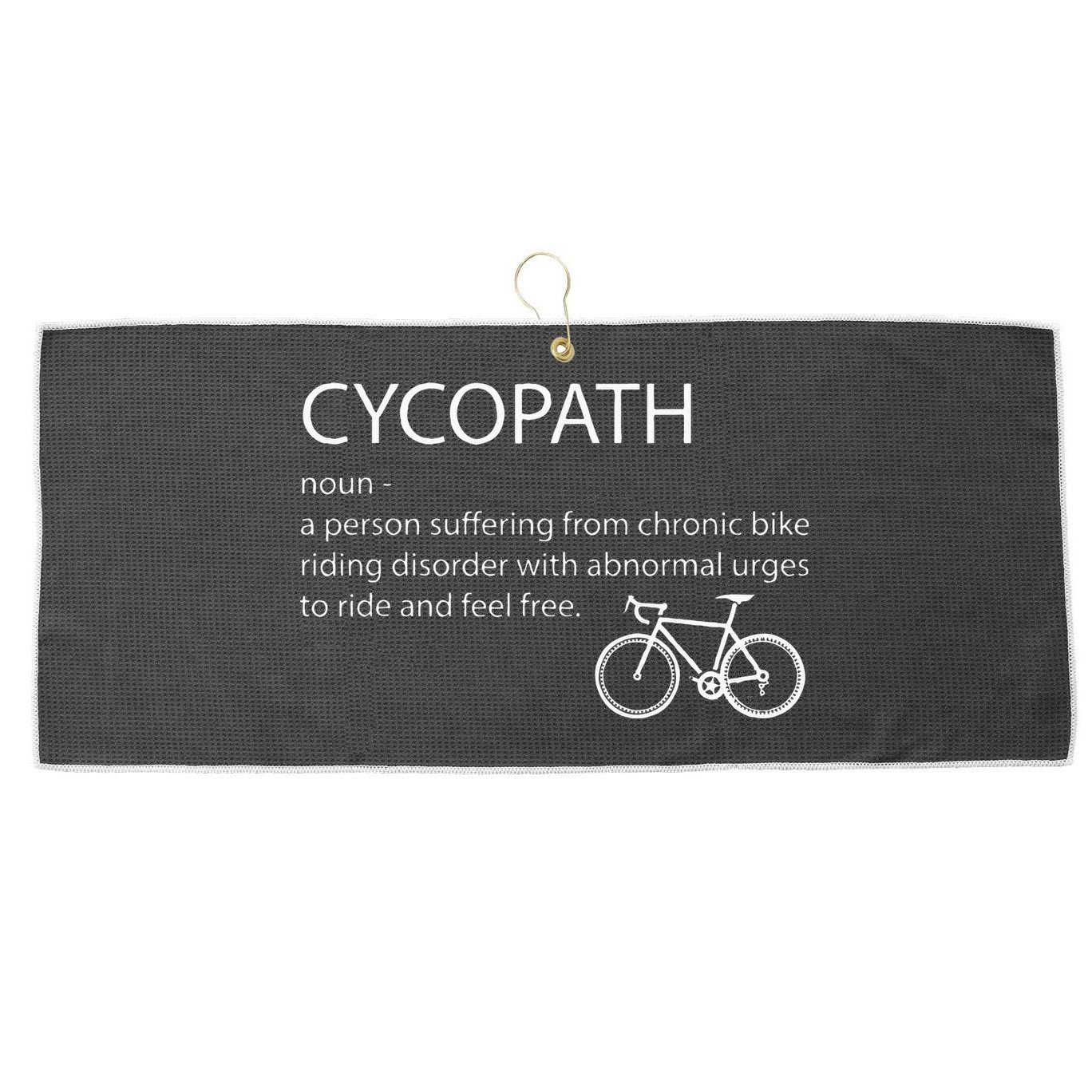 Cycopath Funny Bike Cycle Cyclist Pun Quote Humor Large Microfiber Waffle Golf Towel