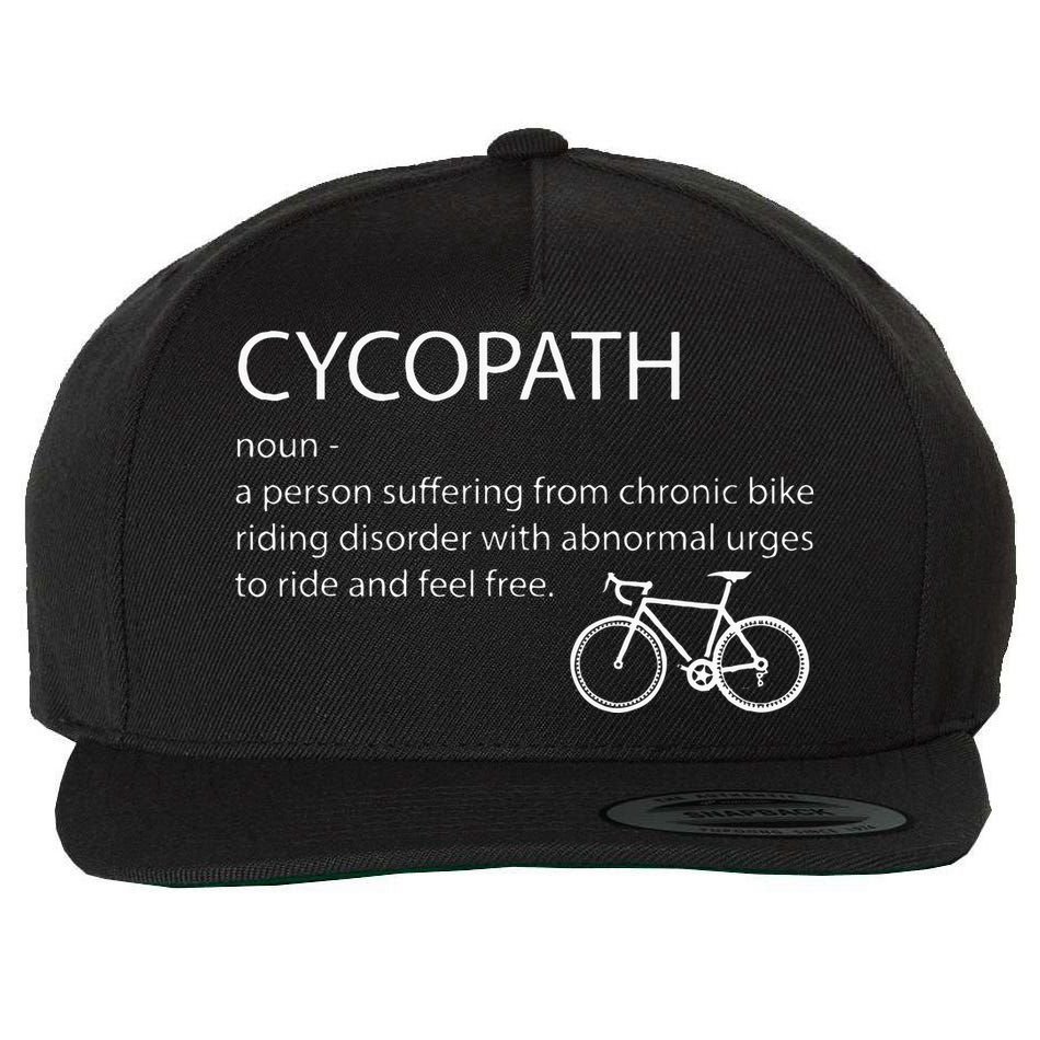 Cycopath Funny Bike Cycle Cyclist Pun Quote Humor Wool Snapback Cap