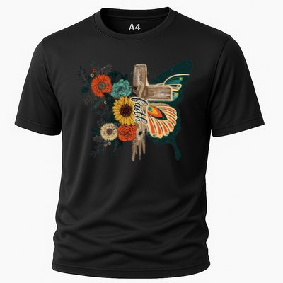 Christian Faith Butterfly Cross Rainbow Sunflowers Performance Shirt
