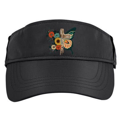 Christian Faith Butterfly Cross Rainbow Sunflowers Adult Drive Performance Visor
