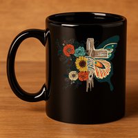 Christian Faith Butterfly Cross Rainbow Sunflowers 11oz C Handle Ceramic Mug