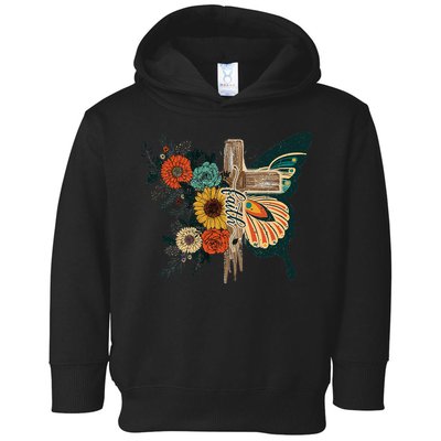 Christian Faith Butterfly Cross Rainbow Sunflowers Toddler Hoodie