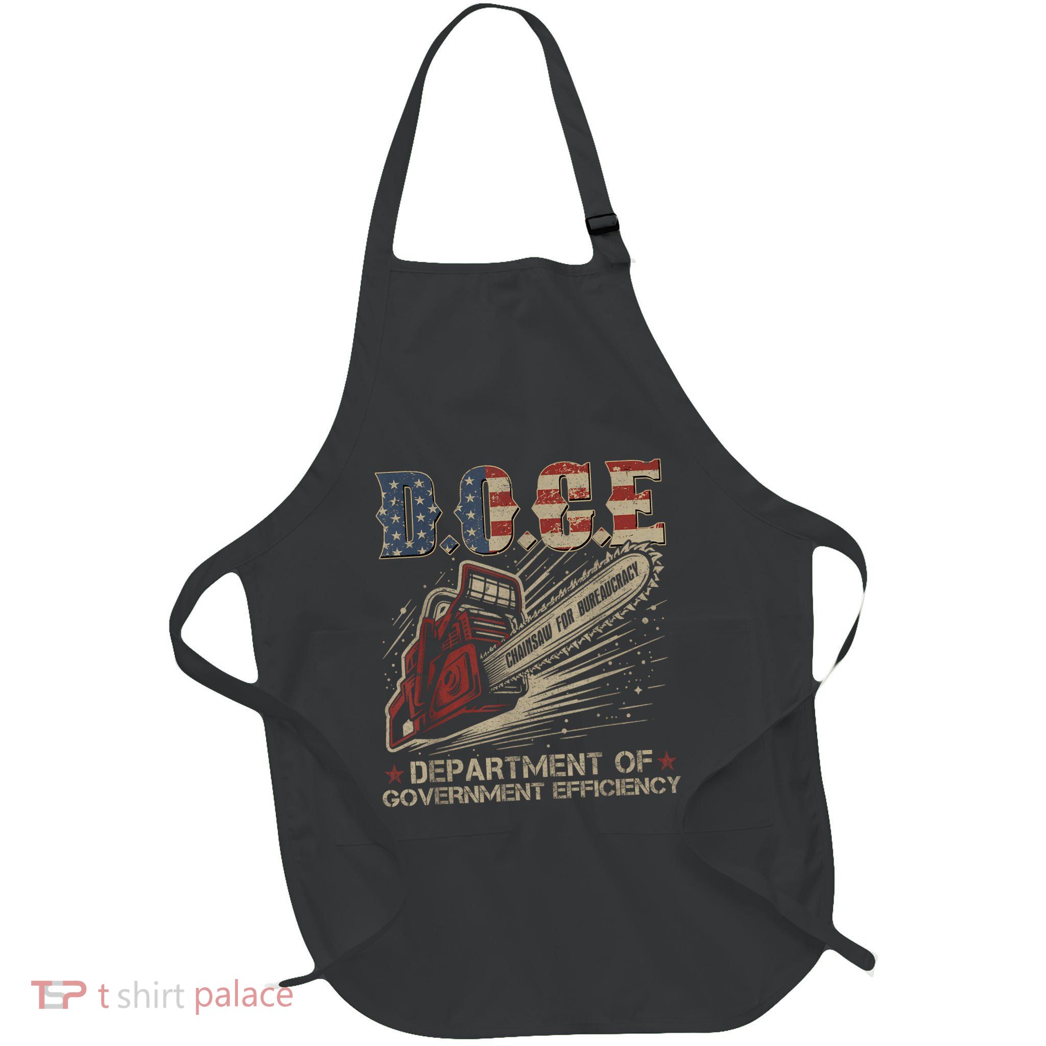 Chainsaw For Bureaucracy Funny D.O.G.E Doge Usa Flag Apron