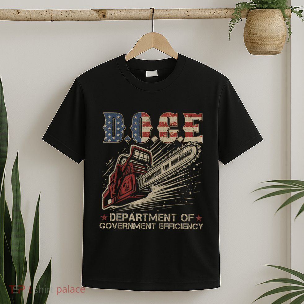Chainsaw For Bureaucracy Funny D.O.G.E Doge Usa Flag T-Shirt