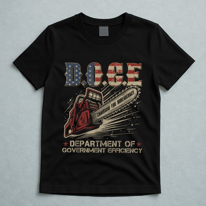 Chainsaw For Bureaucracy Funny D.O.G.E Doge Usa Flag T-Shirt