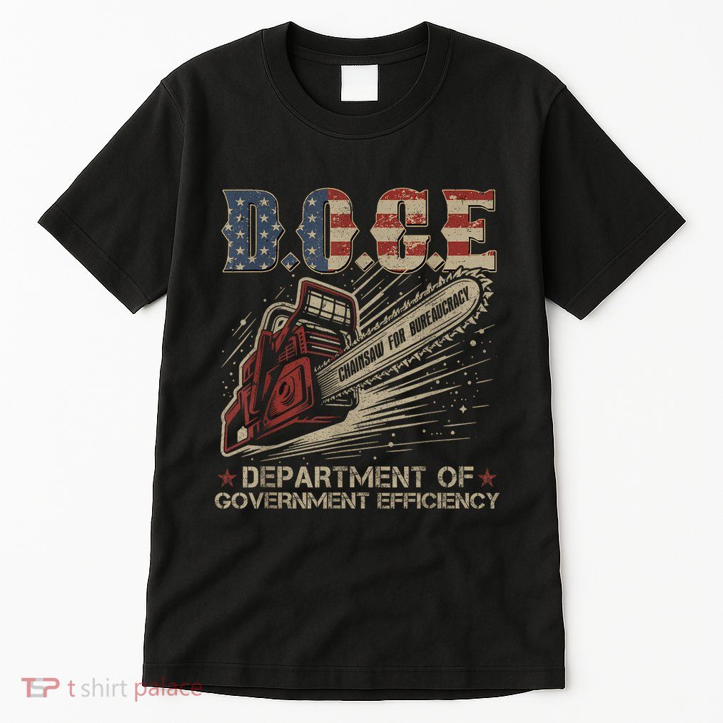 Chainsaw For Bureaucracy Funny D.O.G.E Doge Usa Flag Tall T-Shirt