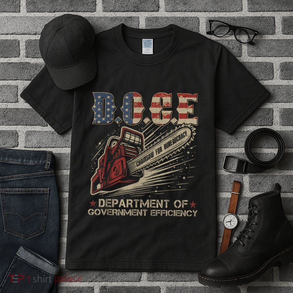 Chainsaw For Bureaucracy Funny D.O.G.E Doge Usa Flag Tall T-Shirt