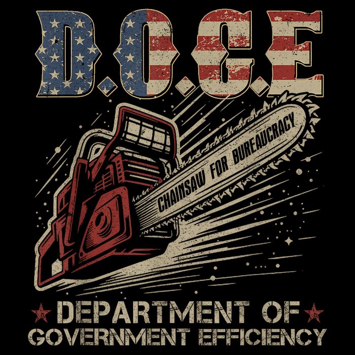 Chainsaw For Bureaucracy Funny D.O.G.E Doge Usa Flag Sustainable Bucket Hat