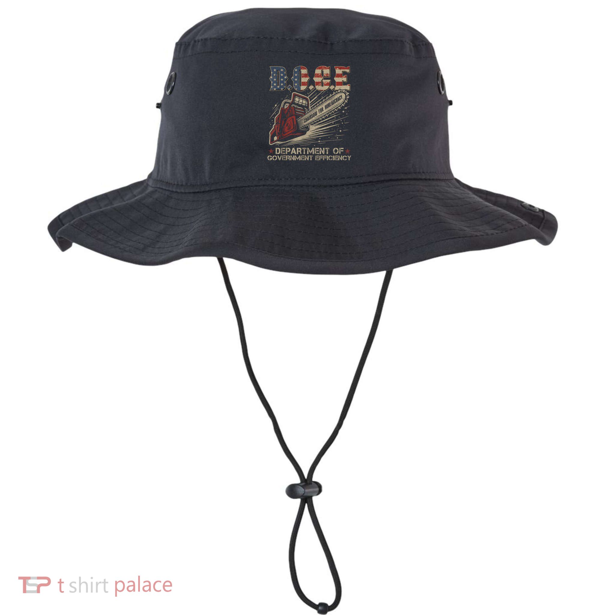 Chainsaw For Bureaucracy Funny D.O.G.E Doge Usa Flag Bucket Hat