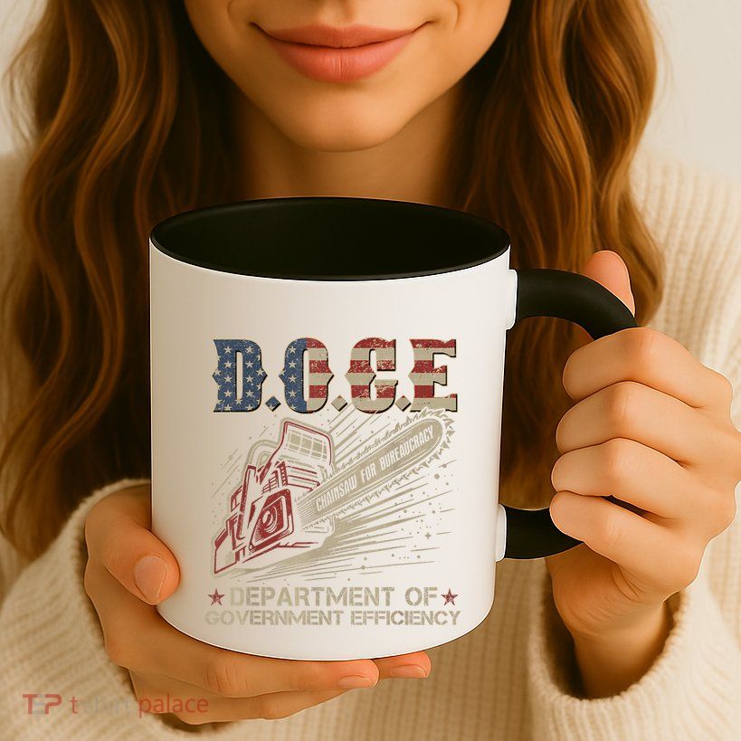 Chainsaw For Bureaucracy Funny D.O.G.E Doge Usa Flag Mug