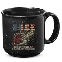 Chainsaw For Bureaucracy Funny D.O.G.E Doge Usa Flag 15oz Campfire Ceramic Mug