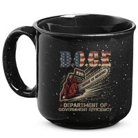 Chainsaw For Bureaucracy Funny D.O.G.E Doge Usa Flag 15oz Campfire Ceramic Mug