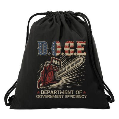 Chainsaw For Bureaucracy Funny D.O.G.E Doge Usa Flag Drawstring Bag