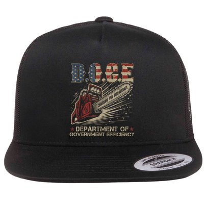 Chainsaw For Bureaucracy Funny D.O.G.E Doge Usa Flag Flatbill Hat