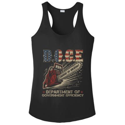 Chainsaw For Bureaucracy Funny D.O.G.E Doge Usa Flag Ladies PosiCharge Competitor Racerback Tank