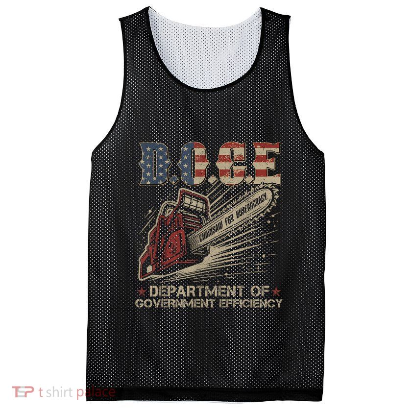 Chainsaw For Bureaucracy Funny D.O.G.E Doge Usa Flag Mesh Reversible Basketball Jersey Tank