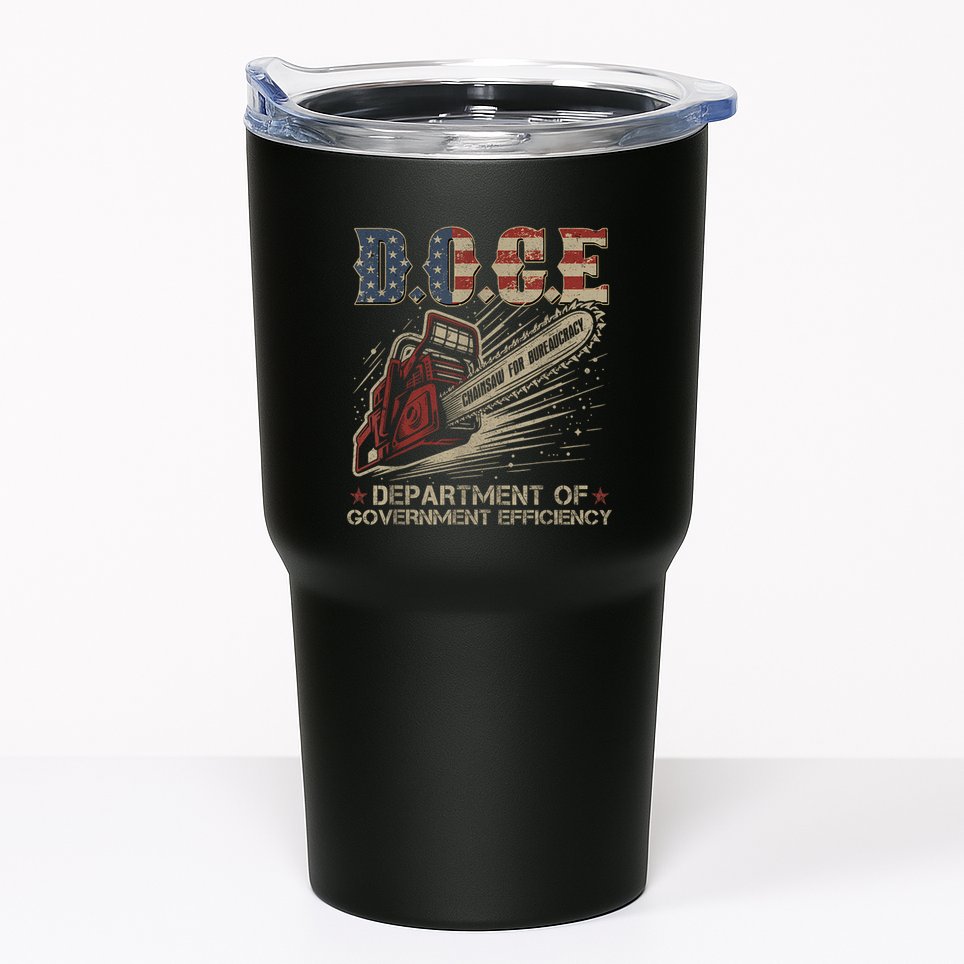 Chainsaw For Bureaucracy Funny D.O.G.E Doge Usa Flag Tumbler