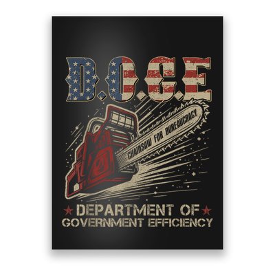 Chainsaw For Bureaucracy Funny D.O.G.E Doge Usa Flag Poster