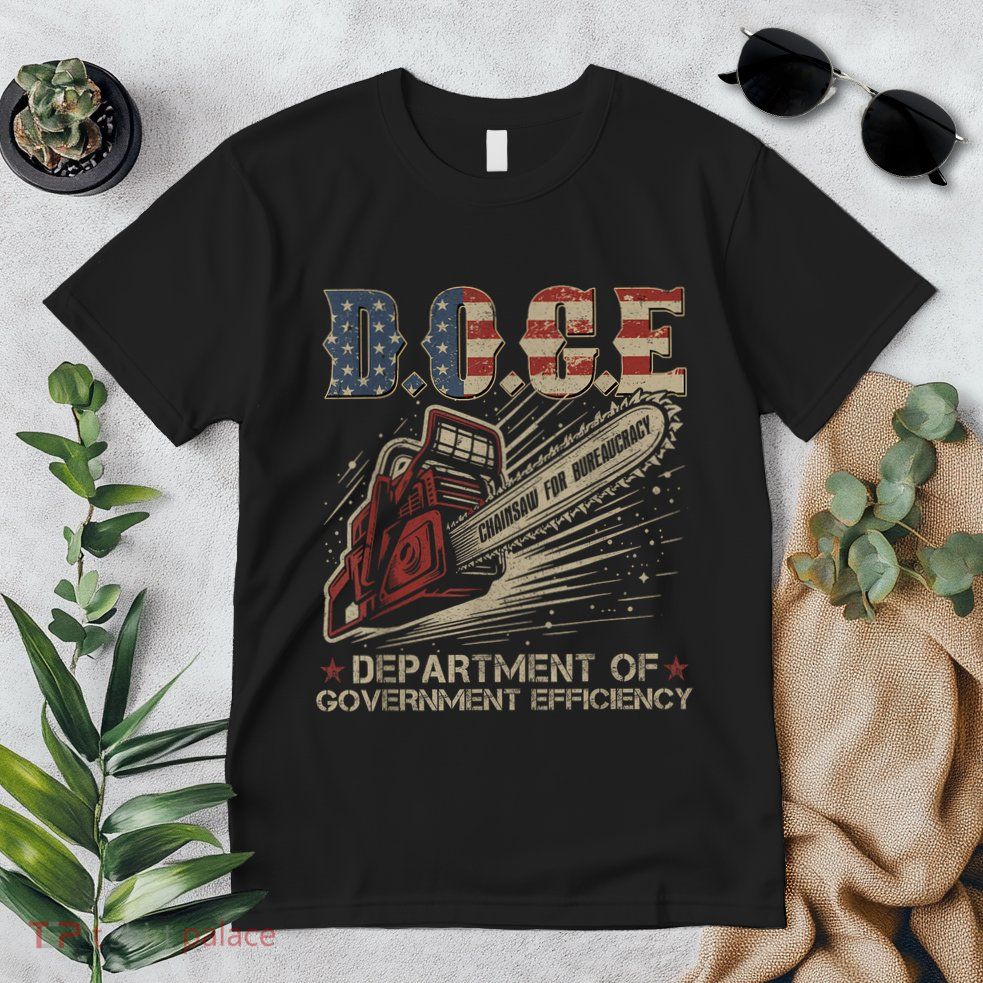 Chainsaw For Bureaucracy Funny D.O.G.E Doge Usa Flag Premium T-Shirt