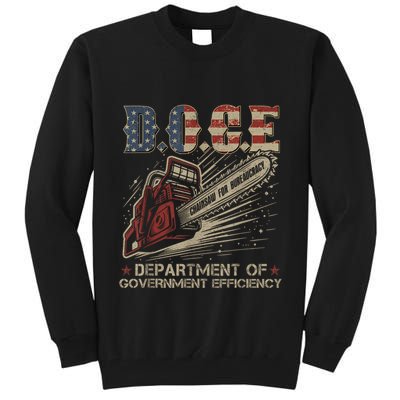 Chainsaw For Bureaucracy Funny D.O.G.E Doge Usa Flag Tall Sweatshirt
