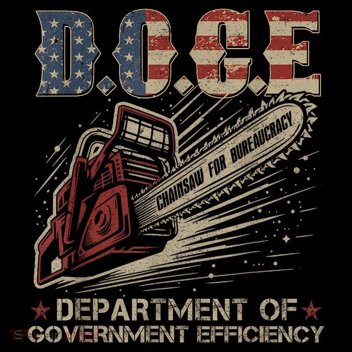 Chainsaw For Bureaucracy Funny D.O.G.E Doge Usa Flag Baby Bodysuit
