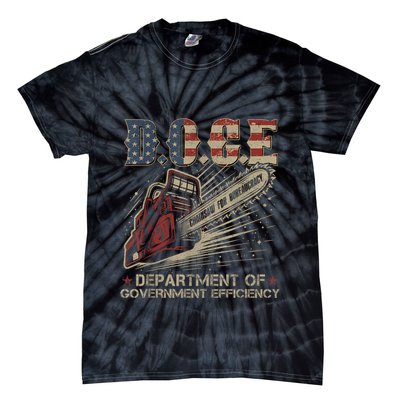 Chainsaw For Bureaucracy Funny D.O.G.E Doge Usa Flag Tie-Dye T-Shirt