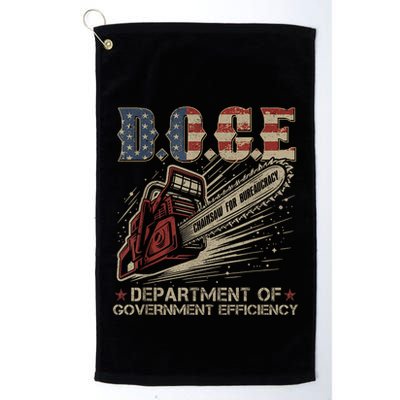 Chainsaw For Bureaucracy Funny D.O.G.E Doge Usa Flag Golf Towel