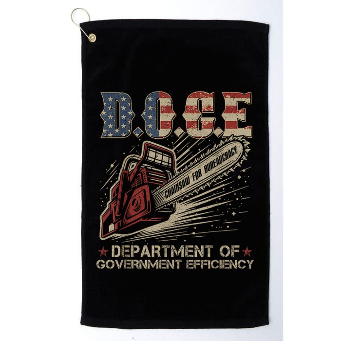 Chainsaw For Bureaucracy Funny D.O.G.E Doge Usa Flag Golf Towel