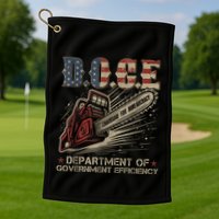 Chainsaw For Bureaucracy Funny D.O.G.E Doge Usa Flag Golf Towel
