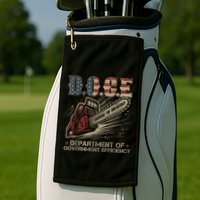Chainsaw For Bureaucracy Funny D.O.G.E Doge Usa Flag Golf Towel