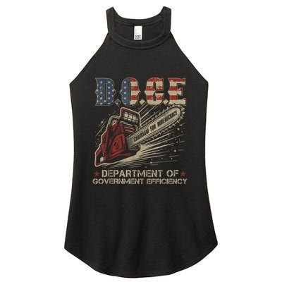 Chainsaw For Bureaucracy Funny D.O.G.E Doge Usa Flag Women's Perfect Tri Rocker Tank