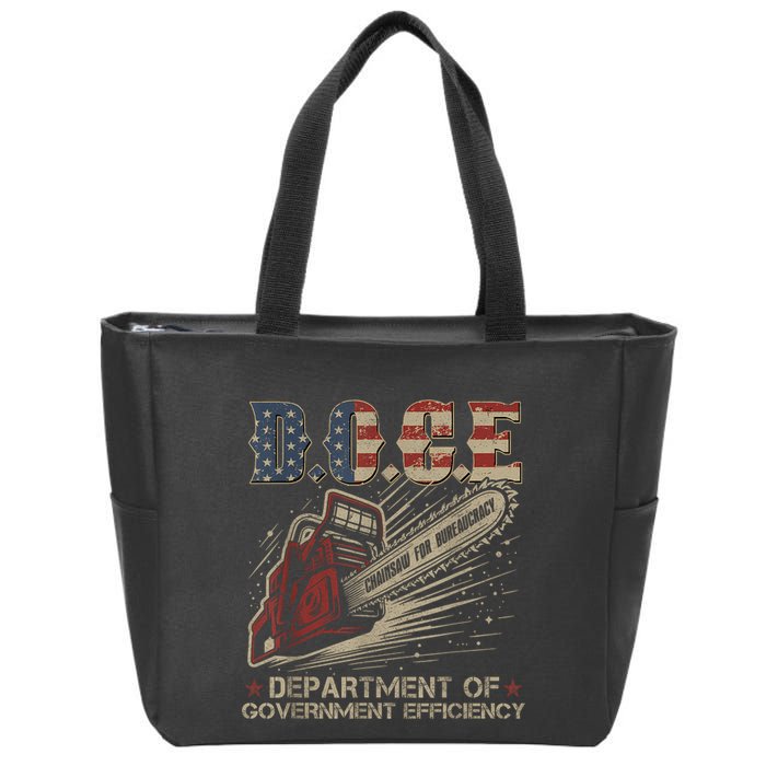 Chainsaw For Bureaucracy Funny D.O.G.E Doge Usa Flag Zip Tote Bag
