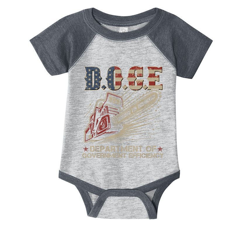 Chainsaw For Bureaucracy Funny D.O.G.E Doge Usa Flag Infant Baby Jersey Bodysuit