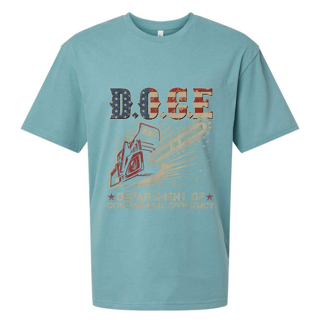 Chainsaw For Bureaucracy Funny D.O.G.E Doge Usa Flag Sueded Cloud Jersey T-Shirt