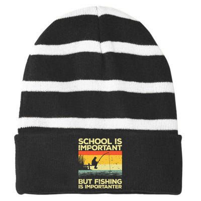 Cool Fishing Bass Fishing Fisherman Fish Trout Striped Beanie with Solid Band